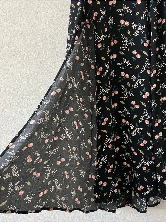 Reformation Gavin Dress Sasha Floral High Slit Cut Out Back Midi Black 4 - Picture 11 of 16